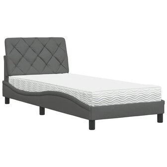 Bed met matras stof donkergrijs 90x190 cm 2