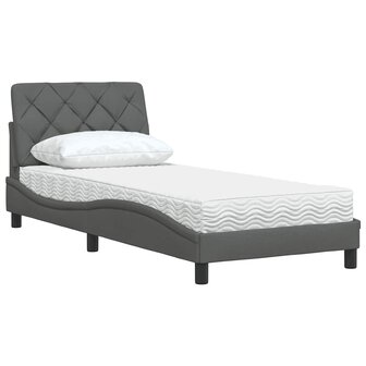 Bed met matras stof donkergrijs 90x190 cm 4