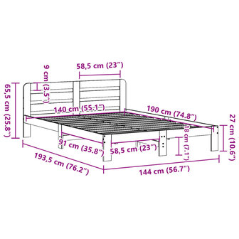 Bed met matras massief grenenhout wasbruin 140x190 cm 9