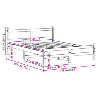 Bed met matras massief grenenhout wasbruin 140x190 cm 9