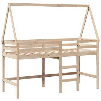 Halfhoogslaper met ladder en bedhuis grenenhout 90x190 cm 3