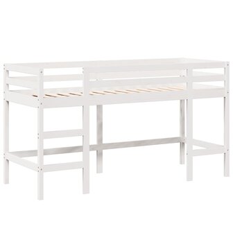 Halfhoogslaper met ladder en bedhuis grenenhout wit 90x200 cm 5