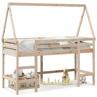 Halfhoogslaper met ladder en bedhuis grenenhout 90x190 cm 2