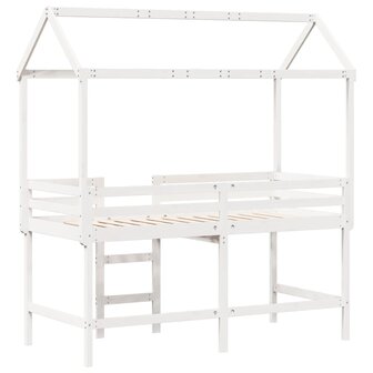 Halfhoogslaper met ladder en bedhuis grenenhout wit 80x200 cm 8