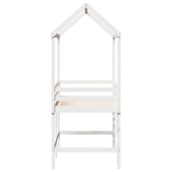 Halfhoogslaper met ladder en bedhuis grenenhout wit 90x200 cm 7