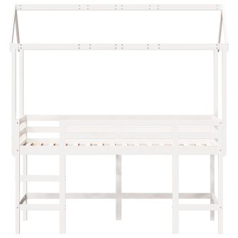 Halfhoogslaper met ladder en bedhuis grenenhout wit 80x200 cm 4