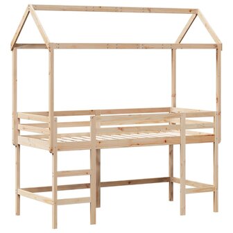 Halfhoogslaper met ladder en bedhuis grenenhout 90x190 cm 3