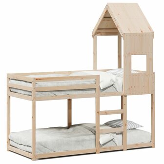 Stapelbed 75x190 cm met dak massief grenenhout 2
