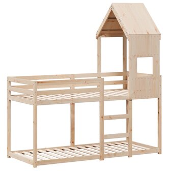Stapelbed 75x190 cm met dak massief grenenhout 3