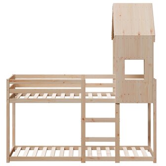 Stapelbed 75x190 cm met dak massief grenenhout 4