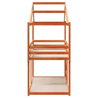 Stapelbed met dak massief grenenhout wasbruin 75x190 cm 7