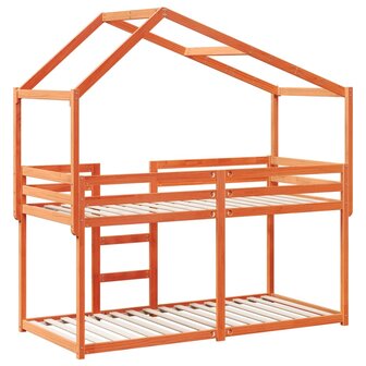 Stapelbed met dak massief grenenhout wasbruin 75x190 cm 8