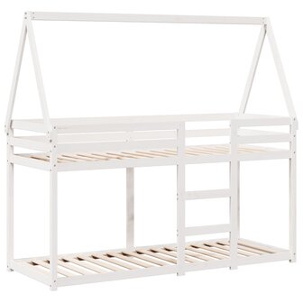 Stapelbed met dak massief grenenhout wit 75x190 cm 3