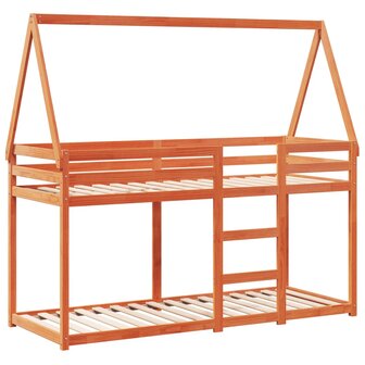 Stapelbed met dak massief grenenhout wasbruin 75x190 cm 3