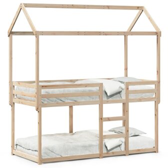 Stapelbed 75x190 cm met dak massief grenenhout 2