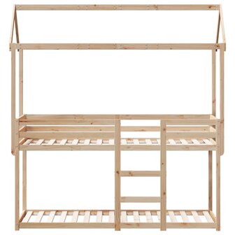 Stapelbed 75x190 cm met dak massief grenenhout 4
