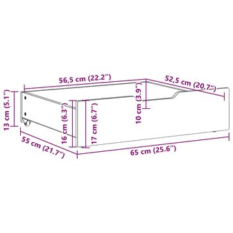 Bedlades 2 st 65x55x17 cm massief grenenhout wit 8