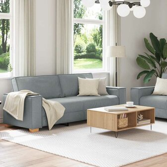 2-delige Loungeset met kussens stof lichtgrijs 3