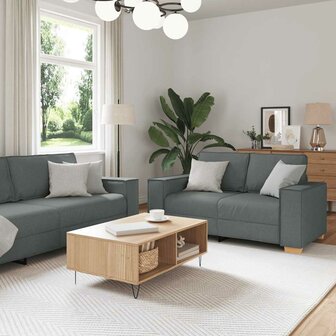 2-delige Loungeset met kussens stof donkergrijs 1