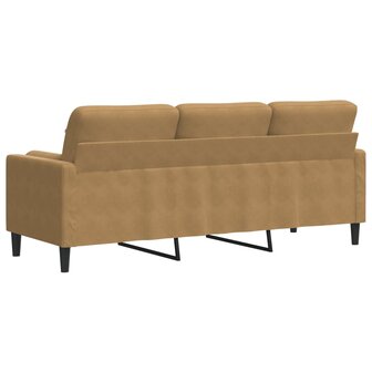 Driezitsbank met sierkussens 180 cm fluweel bruin 5