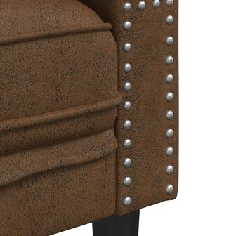 Driezitsbank Chesterfield-stijl met bolsters kunstsu&egrave;de bruin 7