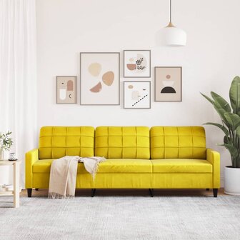 Driezitsbank 210 cm fluweel geel 3
