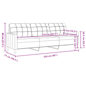 Driezitsbank 210 cm fluweel geel 8