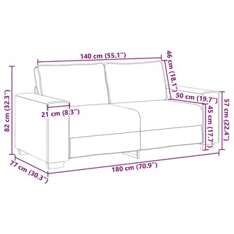 2-zitsbank 140 cm stof donkergrijs 9
