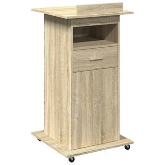 Lessenaar met wielen en lade 55x55x107 cm hout sonoma eiken 2