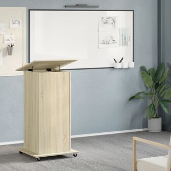Lessenaar met wielen en lade 55x55x107 cm hout sonoma eiken 3