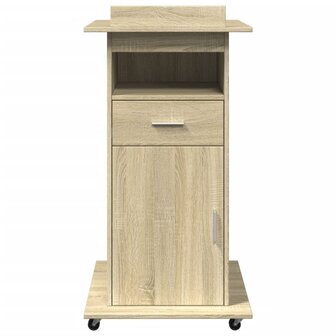 Lessenaar met wielen en lade 55x55x107 cm hout sonoma eiken 4