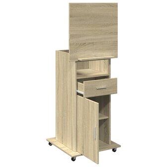 Lessenaar met wielen en lade 55x55x107 cm hout sonoma eiken 8