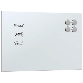 Magneetbord voor aan de wand 40x30 cm gehard glas wit 2