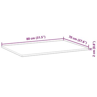 Bureaublad met olieafwerking 80x70x2 cm massief acaciahout 8
