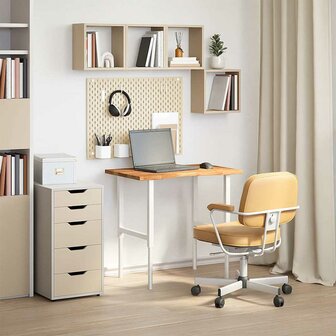 Bureaublad rechthoekig 80x60x2,5cm massief eikenhout lichtbruin 3