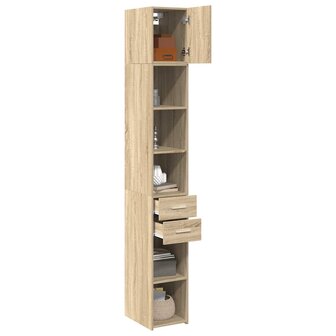 Opbergkast smal 30x42,5x225 cm bewerkt hout sonoma eikenkleurig 3