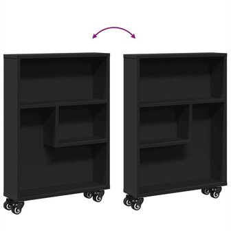 Opbergtrolley smal 48x13x68 cm bewerkt hout zwart 7