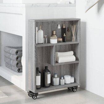 Opbergtrolley smal 48x13x68 cm bewerkt hout grijs sonoma eiken 3