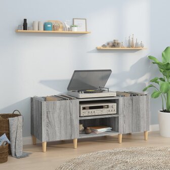 Platenkast 121x38x48 cm bewerkt hout grijs sonoma eikenkleurig 1