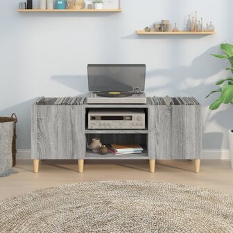 Platenkast 121x38x48 cm bewerkt hout grijs sonoma eikenkleurig 3