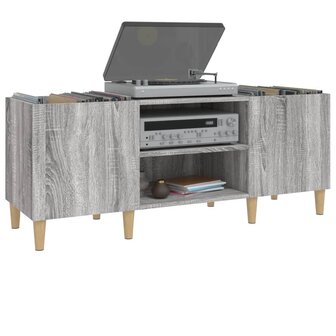 Platenkast 121x38x48 cm bewerkt hout grijs sonoma eikenkleurig 4