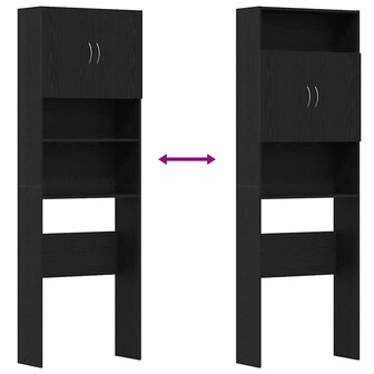 Wasmachinekast 64x24x190 cm spaanplaat zwart eikenkleurig 9