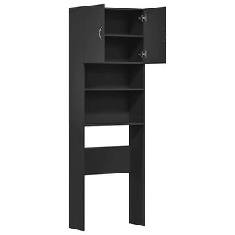 Wasmachinekast 64x24x190 cm bewerkt hout zwart 6