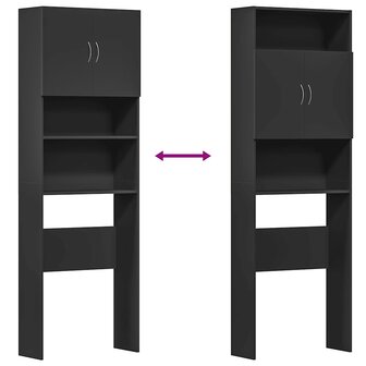 Wasmachinekast 64x24x190 cm bewerkt hout zwart 9