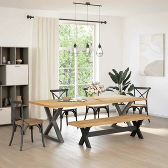 Eetbank NOAIN X-vormige poten 180x40x45 cm massief hout 2