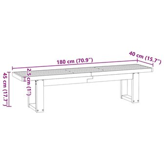 Eetbank NOAIN U-vormige poten 180x40x45 cm massief hout 9