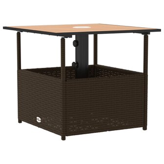 Tuintafel met parasolgat 55x55x46,5 cm poly rattan bruin 7