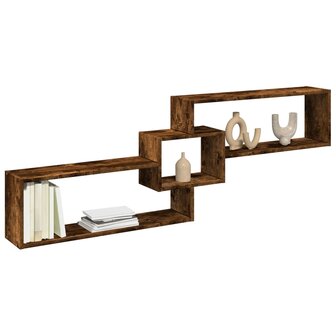 Wandkast 158x18x53 cm bewerkt hout gerookt eikenkleurig 1