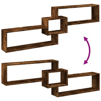 Wandkast 158x18x53 cm bewerkt hout gerookt eikenkleurig 7