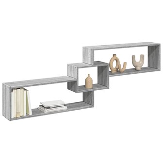 Wandkast 158x18x53 cm bewerkt hout grijs sonoma eikenkleurig 1
